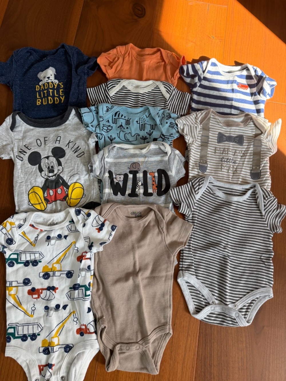 Baby Bodysuit Lot - Neutral & Blue Mix with Prints